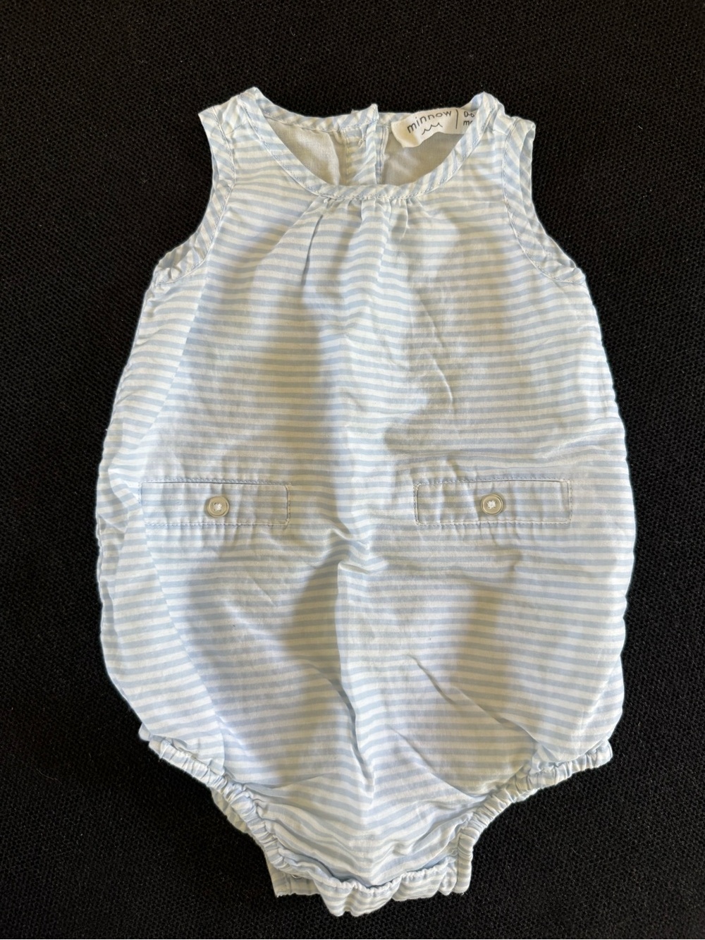 Minnow Blue & White Striped Baby Romper 0-6m